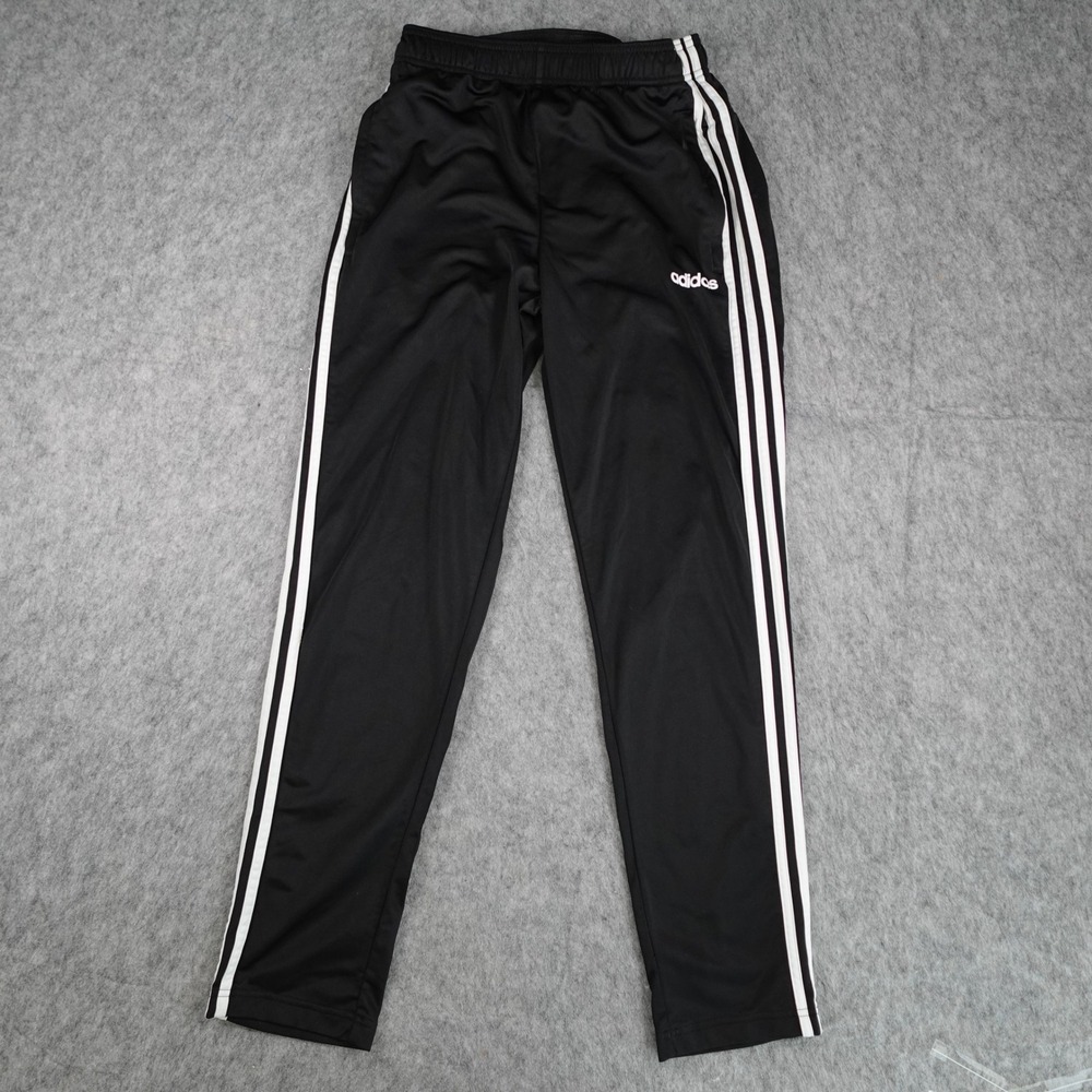 Adidas Pants Mens Medium Black White Three Stripe Essentials Tricot DQ3090